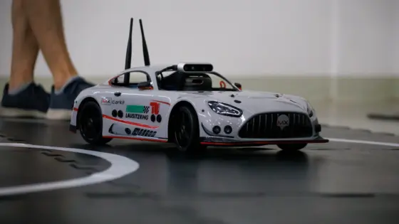 MXCarkit autonomous driving vehicle on course